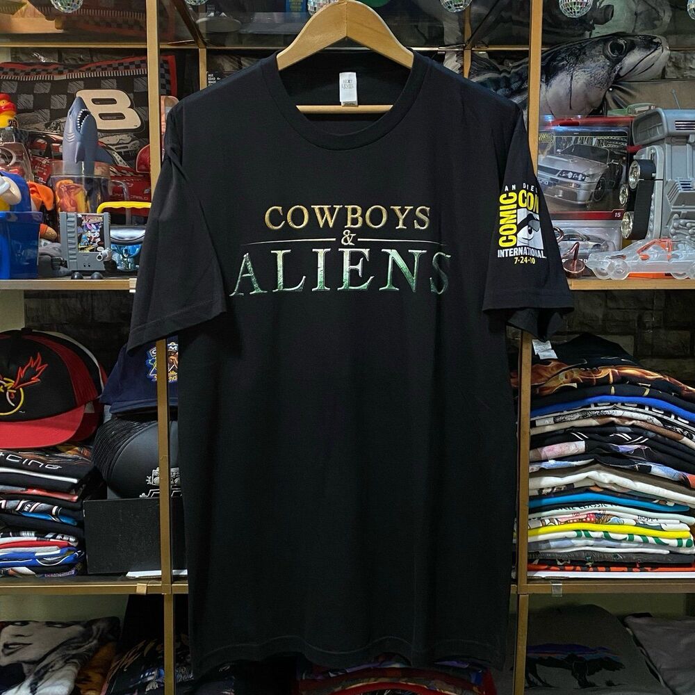 Vintage Cowboys & Aliens Movie Promo T-Shirt Large Black SDCC Comic-Con 2010 Y2K